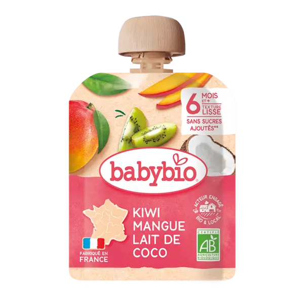 Piure de kiwi, mango si cocos Bio, 90g, BabyBio