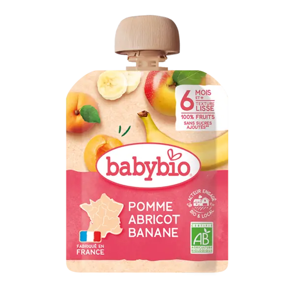 Piure de mere, caise si banane +6 luni, 90g, BabyBio
