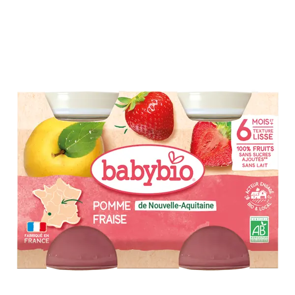 Piure de mere, capsuni si afine Bio, 2 x 130g, BabyBio