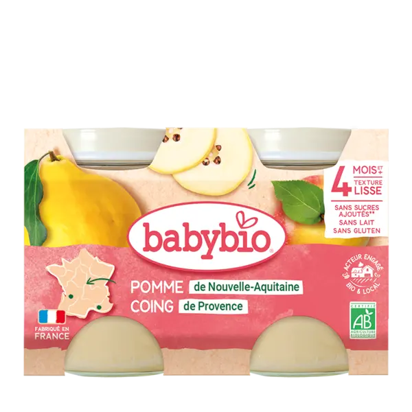 Piure de mere si gutui, 2 x 130g, BabyBio