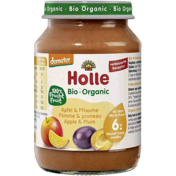 Piure de mere si prune pentru copii 6 luni fara gluten, eco - 190 g