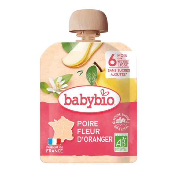 Piure de pere si flori de portocal +6 luni, 90g, BabyBio