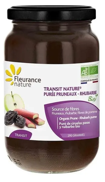 Piure de prune uscate cu rubarbă și fibre de mere, 290 g, Fleurance Nature