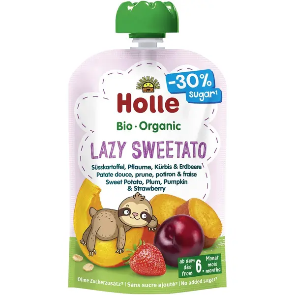 Piure din cartof dulce prune dovleac si capsuni pentru copii 6 luni fara gluten, eco - 100 g