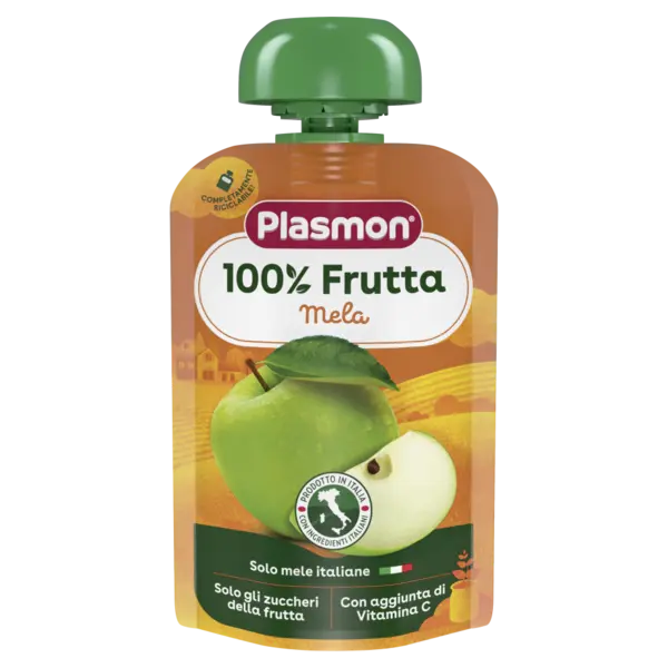 Piure din pulpa de mere si banane cu vitamina C, 100g, Plasmon
