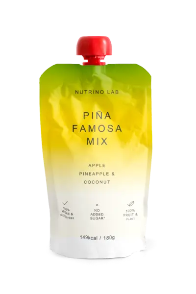 Piure pasteurizat din fructe cu mere ananas si nuca de cocos, 180g, Nutrino Lab