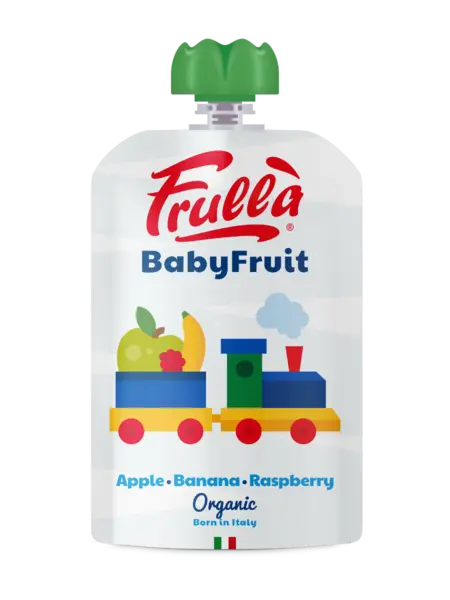 Piure pentru copii din mar banana si zmeura Baby Fruit Bio, 100g, Frulla