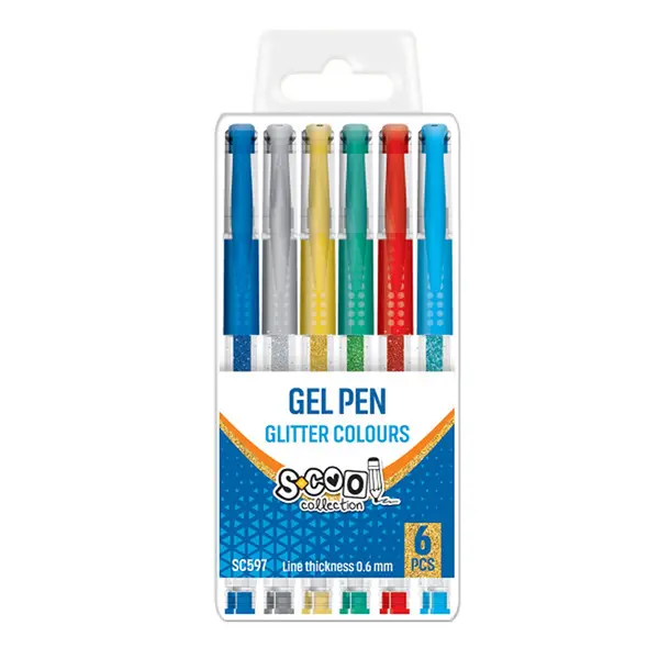 Pix cu gel 0.6mm, cu sclipici, 6buc/set