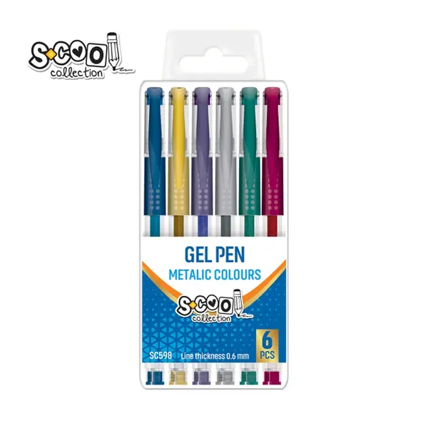 Pix cu gel 0.6mm, metalic, 6buc/cutie