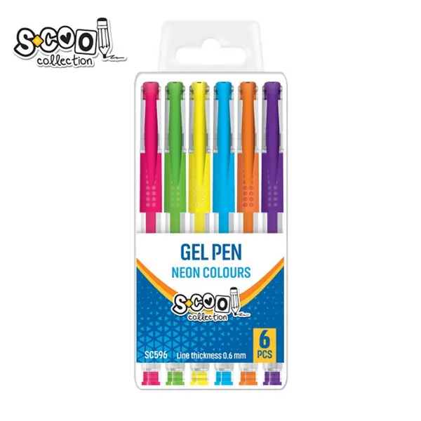Pix cu gel 0.6mm, neon, 6buc/cutie