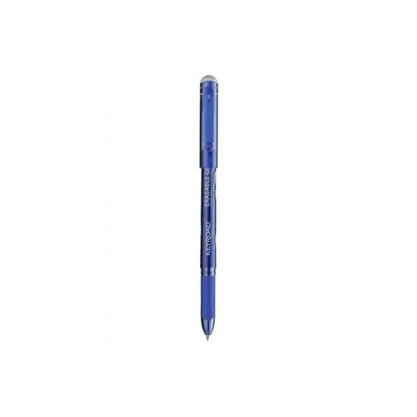 Pix cu gel si guma de sters, 0.7mm, cu capac,grip cauciucat, scris albastru