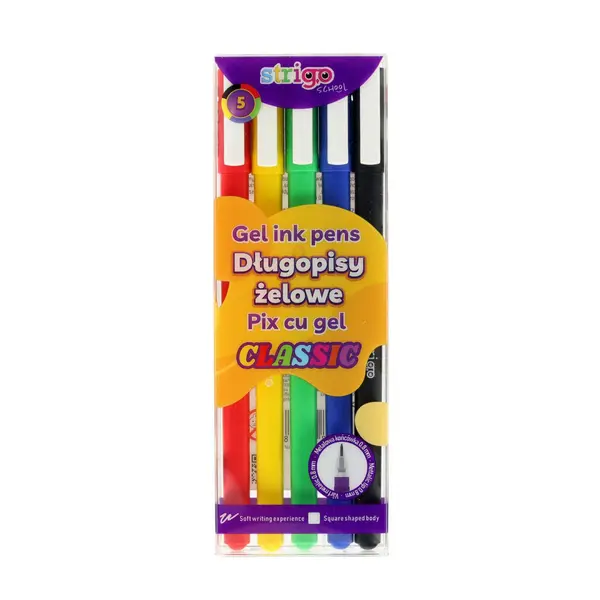 Pix cu gel Strigo Classic, 0.8mm, 5 culori set