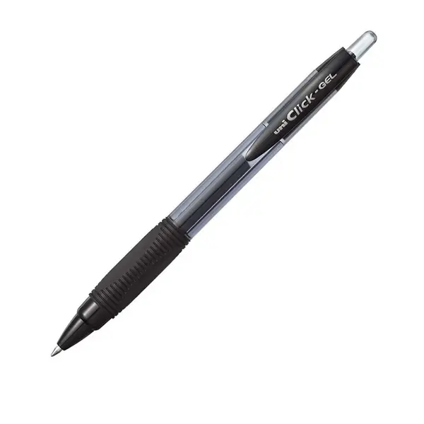 Pix cu gel Uni-ball Clickgel XSG-R7, 0.7mm, cu mecanism, corp semitransparent, grip cauciucat, scris negru