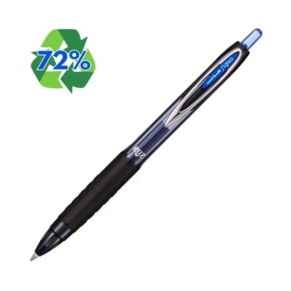 Pix cu gel Uni-ball Signo UMN-207E reincarcabil, 0.7mm, cu mecanism, 72% din materiale reciclate, grip cauciucat,albastru