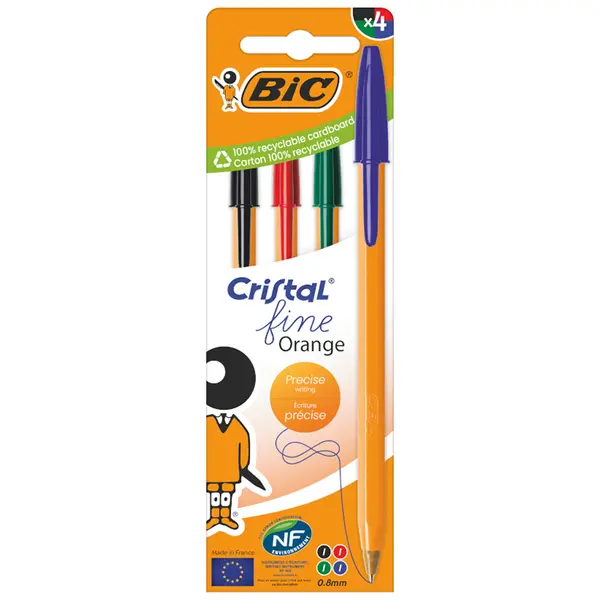Pix fara mecanism, Fine, 4buc/set, Orange Bic