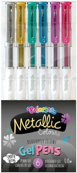 Pixuri cu gel colorate Colorino - 6 culori, metalic