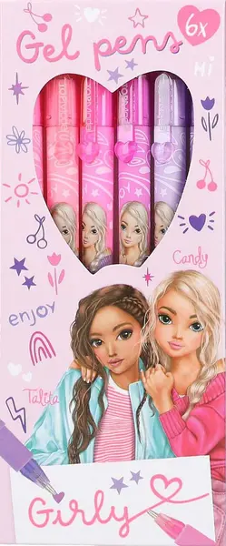 Pixuri cu gel colorate Depesche TopModel - Girly, 6 culori în roz și violet