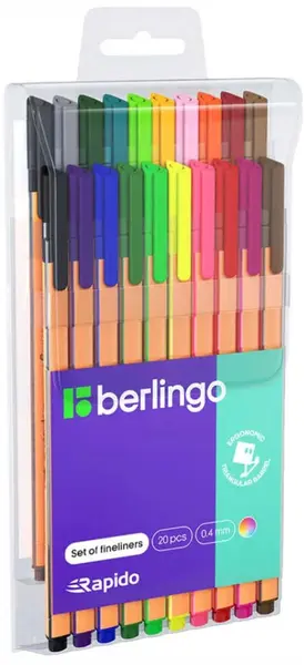 Pixuri cu vârf subțire Berlingo - Rapido, 20 culori, 0.4 mm