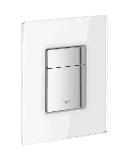 Placa de actionare Grohe Skate Cosmopolitan 38845LS0, dubla actionare, 156 x 197 mm, reversibila, sticla, Alb / Crom