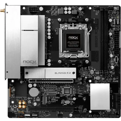 Placa de baza ASRock B850M Rock WiFi, AMD B850, AM5, DDR5, mATX