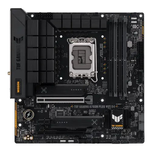 Placa de baza ASUS TUF GAMING B760M-PLUS WIFI, LGA1700, 4x DDR5, 1x DisplayPort, 1x HDMI, 2x PCIe x16, 1x PCIe x1, 2x M.2, WIFI 6, 2.5Gbps LAN, ATX