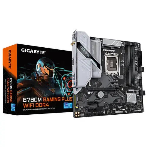 Placa de baza GIGABYTE B760M GAMING PLUS WIFI DDR4, Intel B760, LGA 1700, mATX