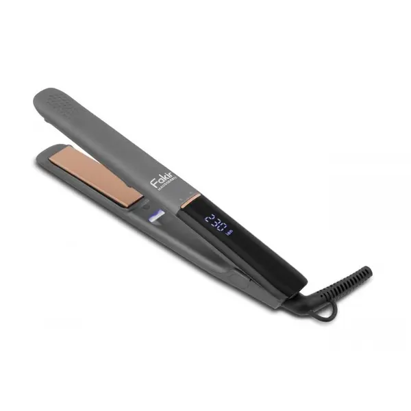 Placă de îndreptat părul Fakir Ion Fusion, Ceramică cu ulei de Argan, Ionizare Nano Water, 10 setări temp. (140°C-230°C), LCD, Memorie temp., Cablu rotativ 360°, Husă inclusă, Antracit