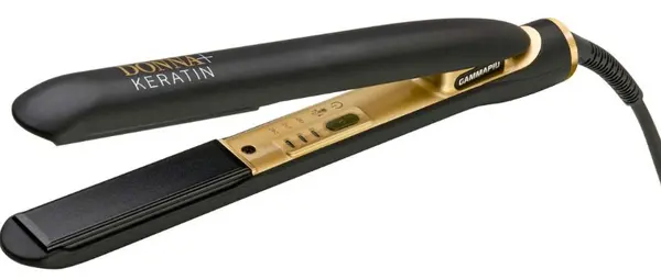 Placă de păr profesională GammaPiu - Donnapiu Keratin, 240°C, acoperire ceramică, neagră