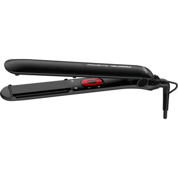 Placa de par Rowenta EasyLiss Karl Lagerfeld SF161LF0, invelis Ceramic Tourmaline, 200 °C, functia Straight & Curl, negru
