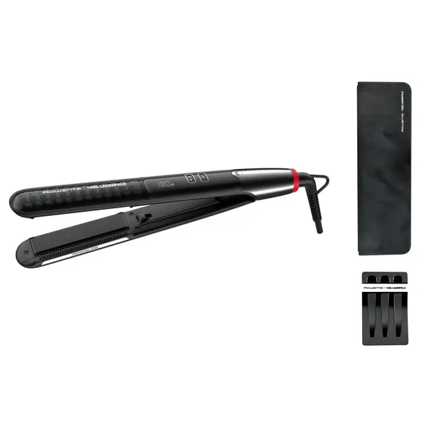 Placă de păr Rowenta Karl Lagerfeld Pro Stylist SF467LF0 invelis Keratin & Glow temperatură variabilă ecran LCD generator de ioni oprire auto