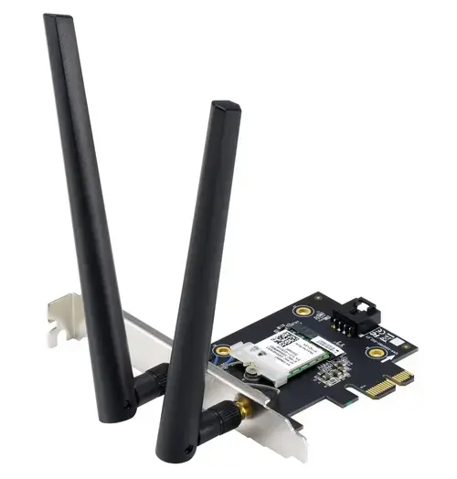 Placa de retea ASUS PCE-BE6500, BE6500, Tri-Band, 2 antene externe, 4K-QAM, Bluetooth 5.4, WPA3, OFDMA, MU-MIMO, MLO