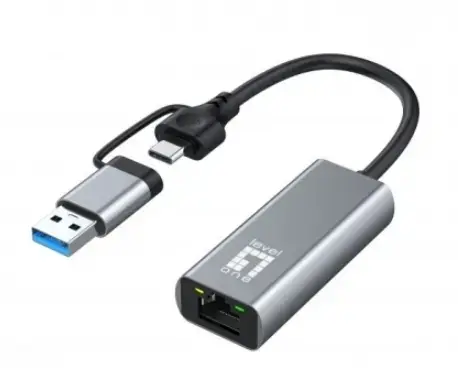 Placa de retea Level One USB-0423, USB-C/USB-A (Gri)