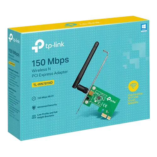 Placa de retea Wi-Fi 4, 2.4 Ghz, 150Mbps, 2dBi, PCI Express - TP-LINK TL-WN781ND