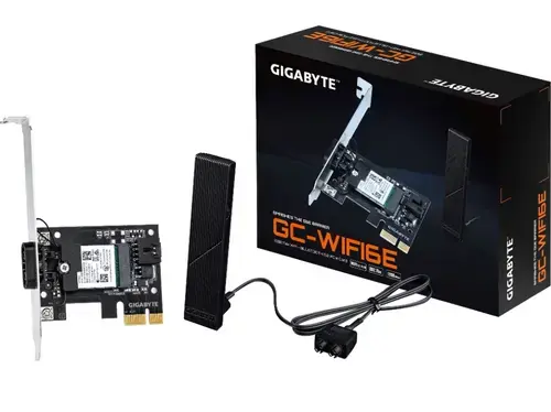 Placa de retea Wireless GIGABYTE GC-WIFI6E, Wi-Fi 6E, Bluetooth 5.2, PCIe
