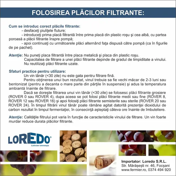 Placa filtranta Rover 24 40x20, filtrare vin sterila stransa (pentru imbuteliere) - Default Title