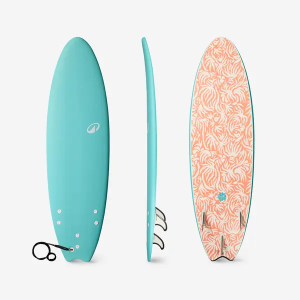 Placă surf spumă 6'6 swallow tail 55L Turcoaz