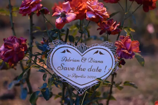 Placuta personalizata Save The Date STD1 Lemn natur, 47x35cm