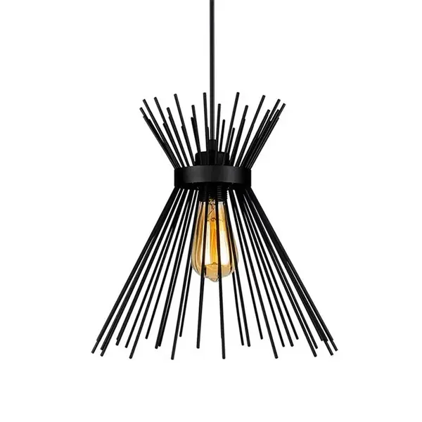 Plafoniera cu design tip lumânare, metal, negru, D25x30 cm