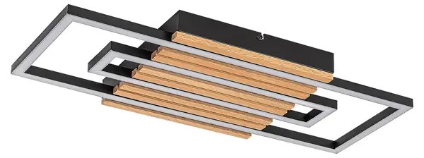 Plafonieră LED Rabalux - Noxelle, 28W, 3000-6000K, negru/stejar