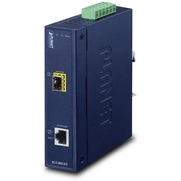 Planet Media Convertor Planet IGT-805AT, SFP, pentru retea 1000 Mbit/s, Port Ethernet LAN RJ-45, Albastru