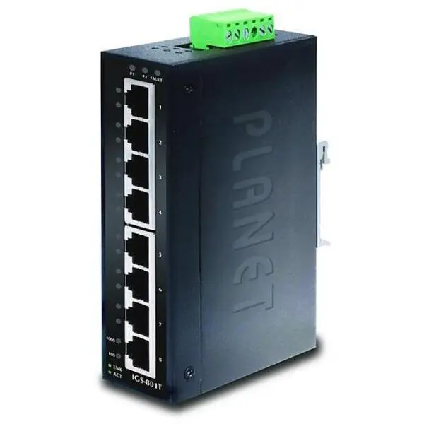 Planet Switch industrial Planet, Protectie IP 30, 8 porturi 10/100/1000 Base-T (-40 la +75 Gr C)