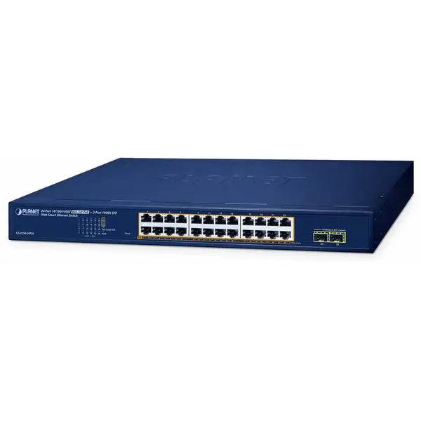 Planet Switch Planet, 24 porturi PoE+, 2 porturi SFP, Web Smart