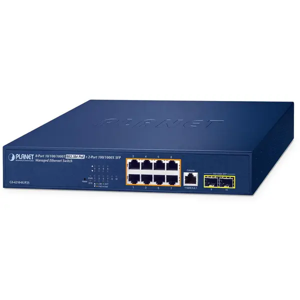 Planet Switch Planet, 8 porturi Gigabit PoE++, 2 sloturi SFP, Gestionabil
