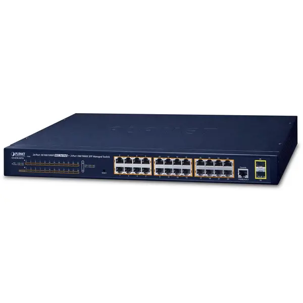 Planet Switch Planet GS-4210-24P2S, 24x RJ-45 PoE+, 2x SFP, Gigabit, Management