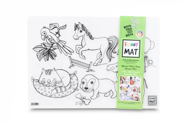Plansa reutilizabila cu desene de colorat, model Animale Domestice si Salbatice,48x33.5 cm