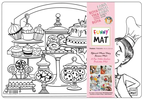 Plansa reutilizabila de colorat Funny Mat, model Patiserie ,48x33.5 cm