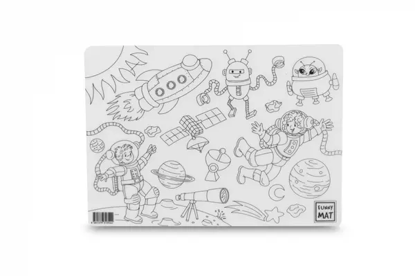 Plansa reutilizabila de colorat Funny Mat, model Spatiu cosmic, 25A 35 cm