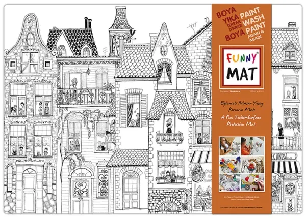 Plansa reutilizabila de colorat Funny Mat, model Vecini ,68x48 cm