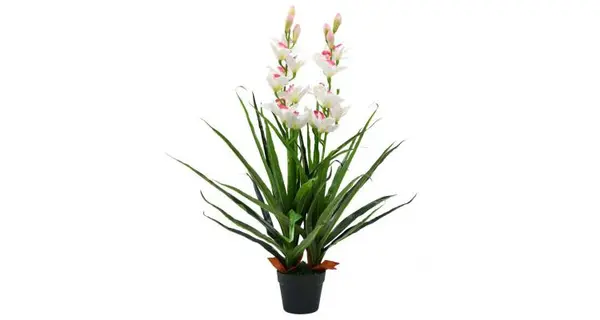 Plantă artificială orhidee cymbidium cu ghiveci 100 cm verde