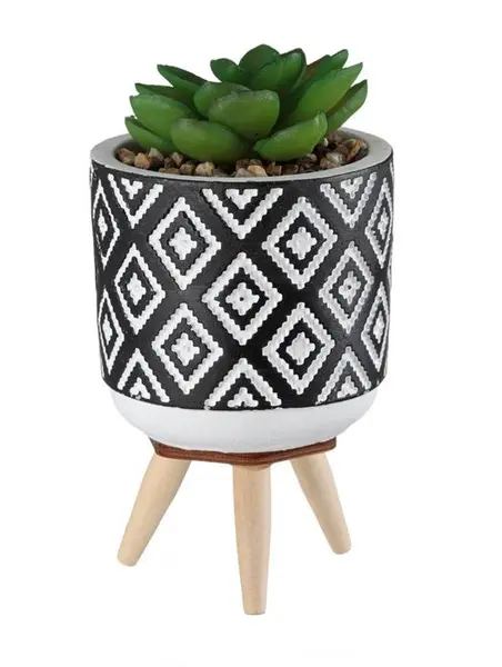 Planta decorativa artificiala in ghiveci ceramic, 7x11 cm